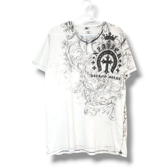 Vintage Y2K Wings And Cross Graphic Shirt White Size XL - Picture 1 of 5